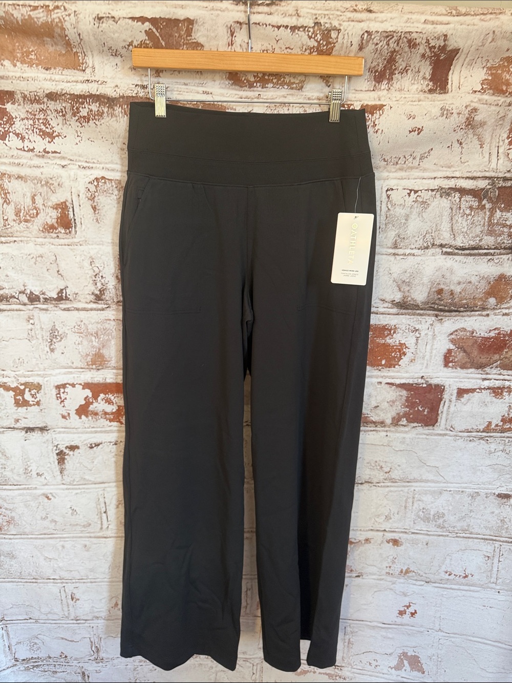 Athleta Black Wide-Leg Pull-On Pants